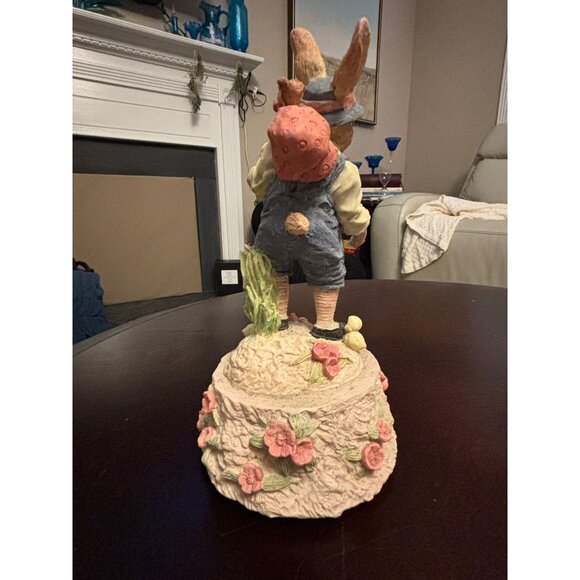 Vintage Easter Bunny Rabbit Music Box "Easter Parade" 8.25" - Picture 15 of 16